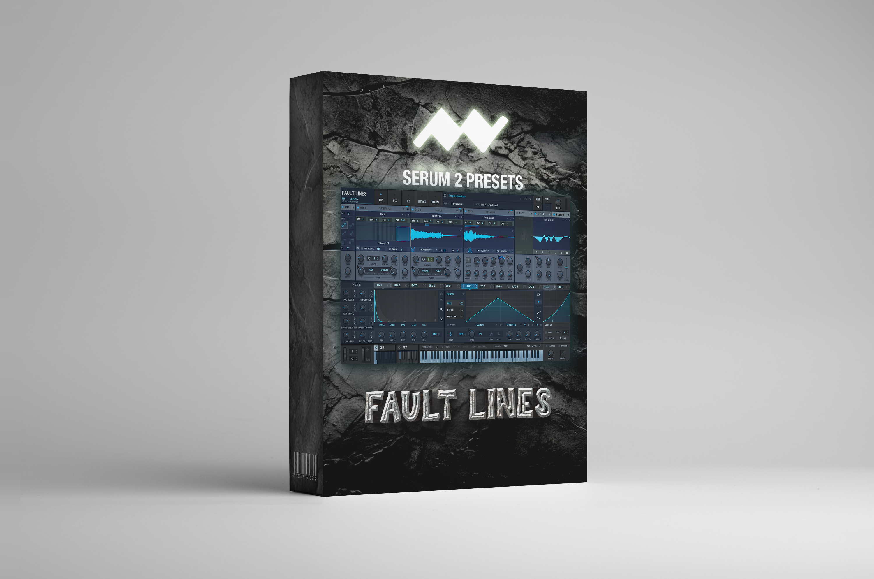 Fault Lines Serum 2 preset collection box artwork by Melodynamic Studios